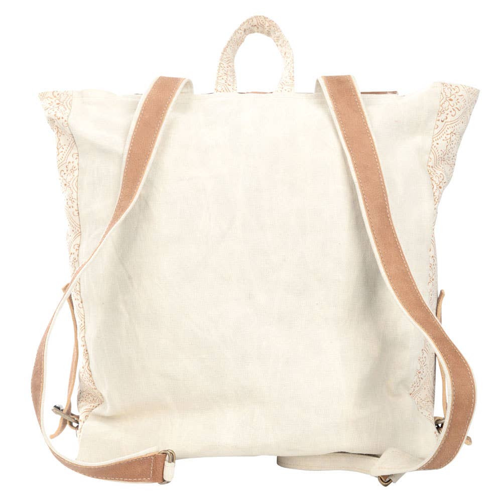 Cream Backpack With Cowhide Flap