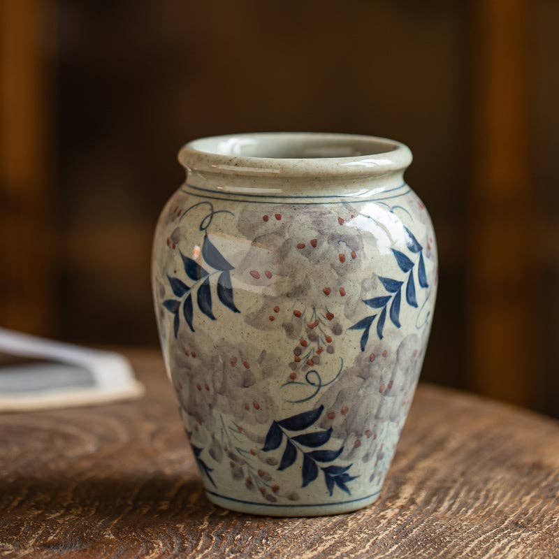 Gohobi Hand-painted Blue and White Vintage Vase