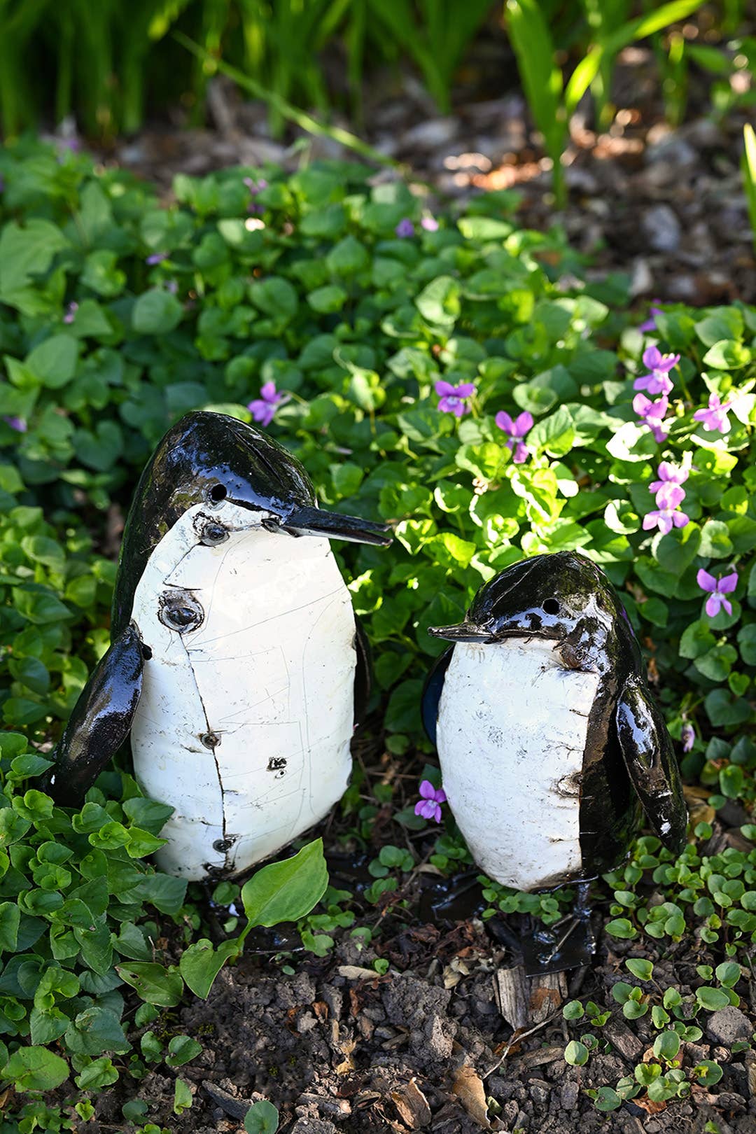 Recycled Metal Penguin Sculptures