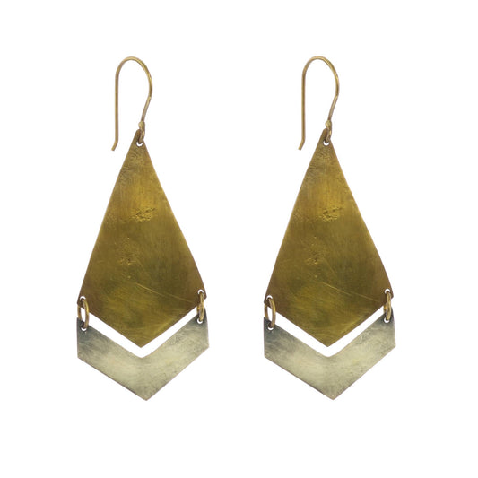 Orion Earrings, Arrow - Brass & Silver