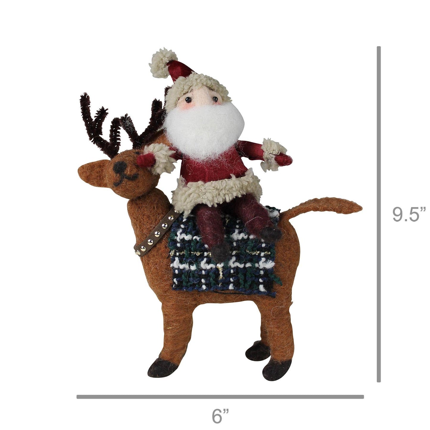 Santa on Deer, Felt - Left