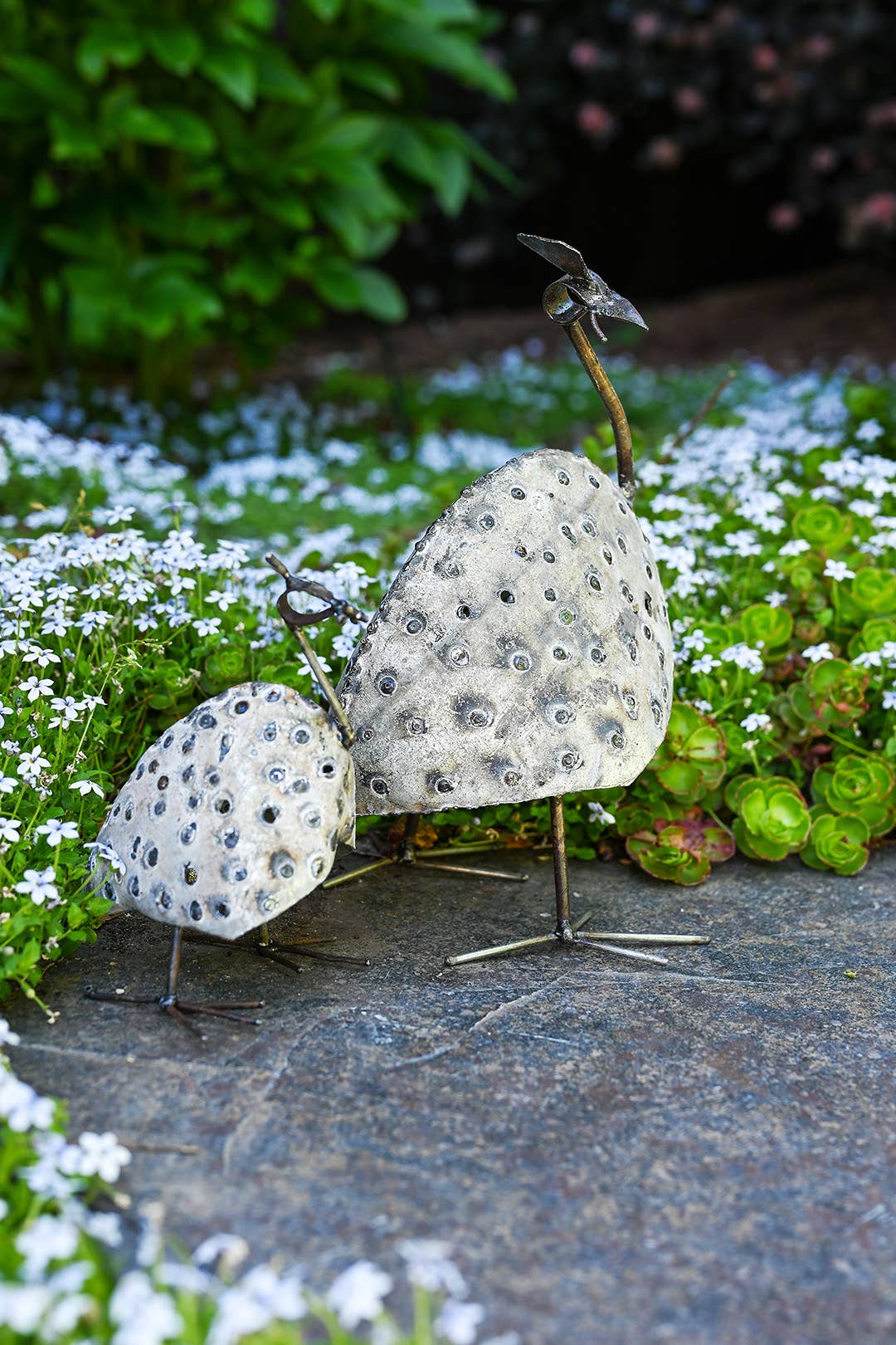 Medium Recycled Metal Guinea Fowl Bird from Zimbabwe