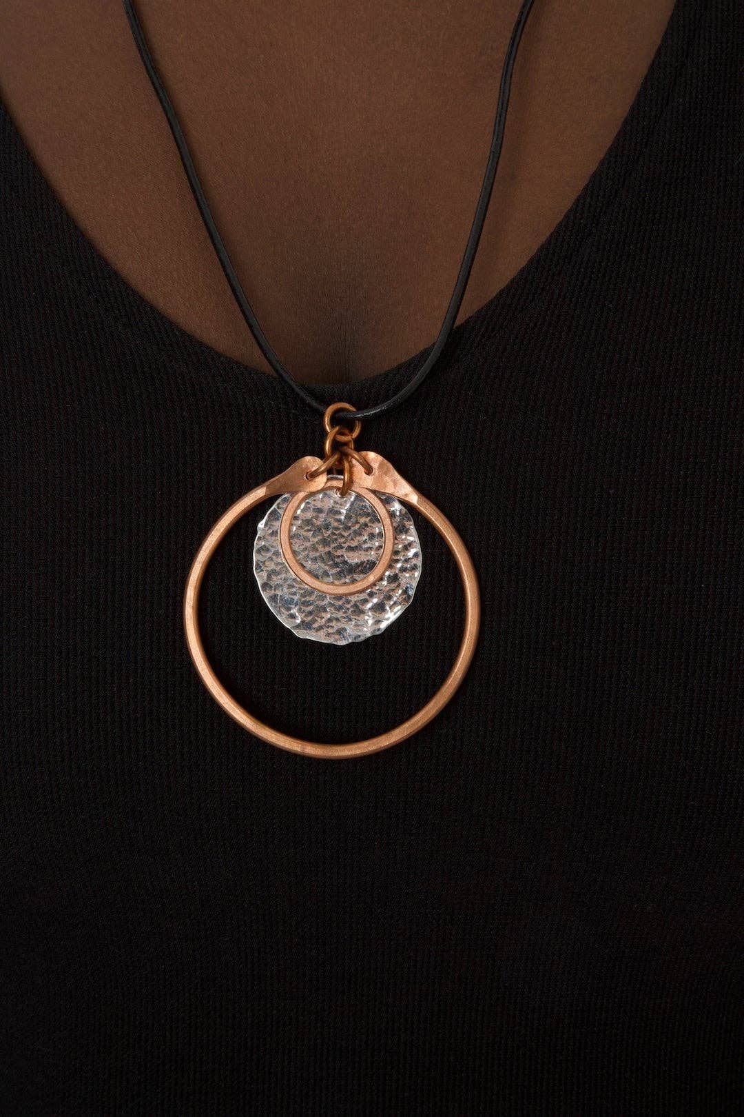 F.R.E.E. Woman Zambian Copper and Silver Disc Necklace