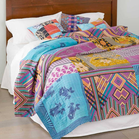 Queen-Size Cool Kantha Bedcover