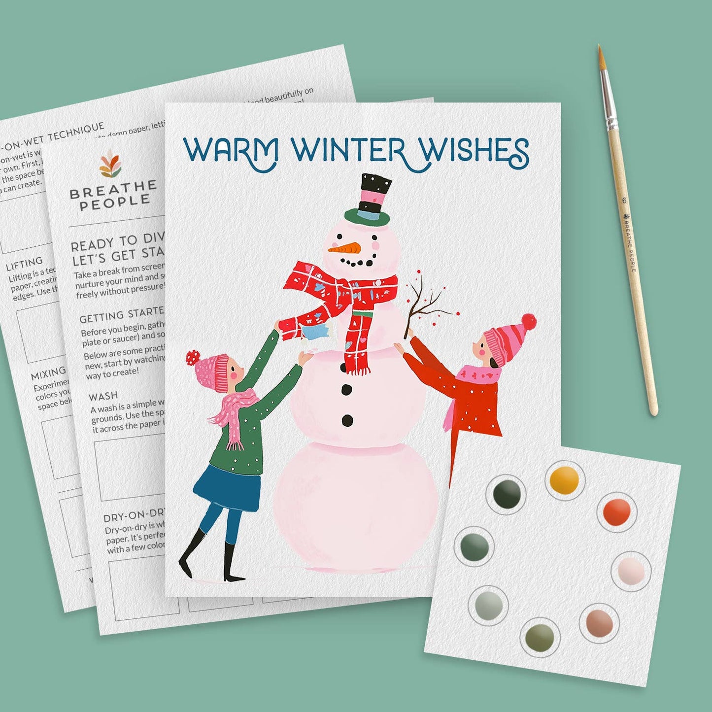 Winter Snowman Watercolor Kit — Beginner Art Kit for Adults