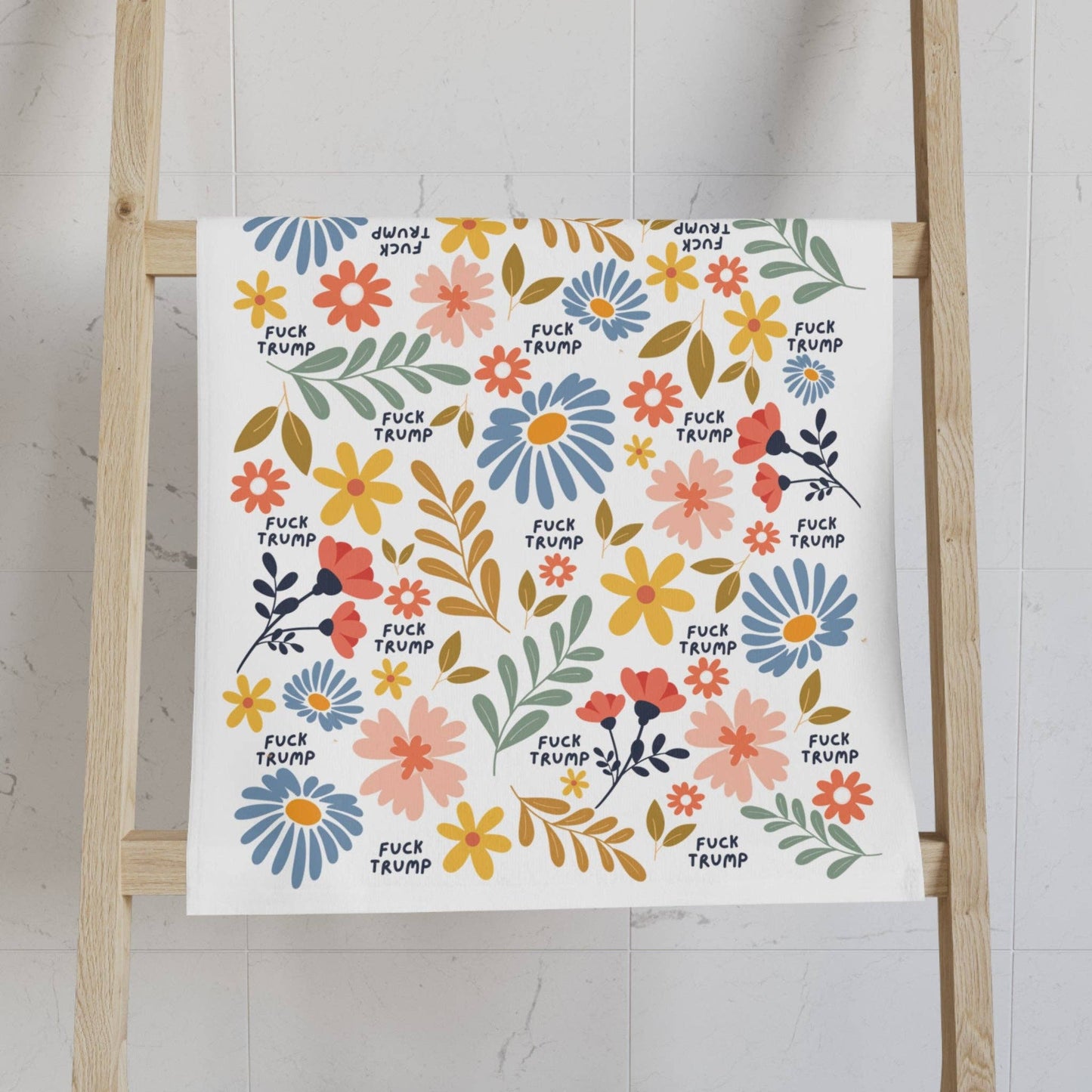 Fuck Trump Retro Flower Hand Towel