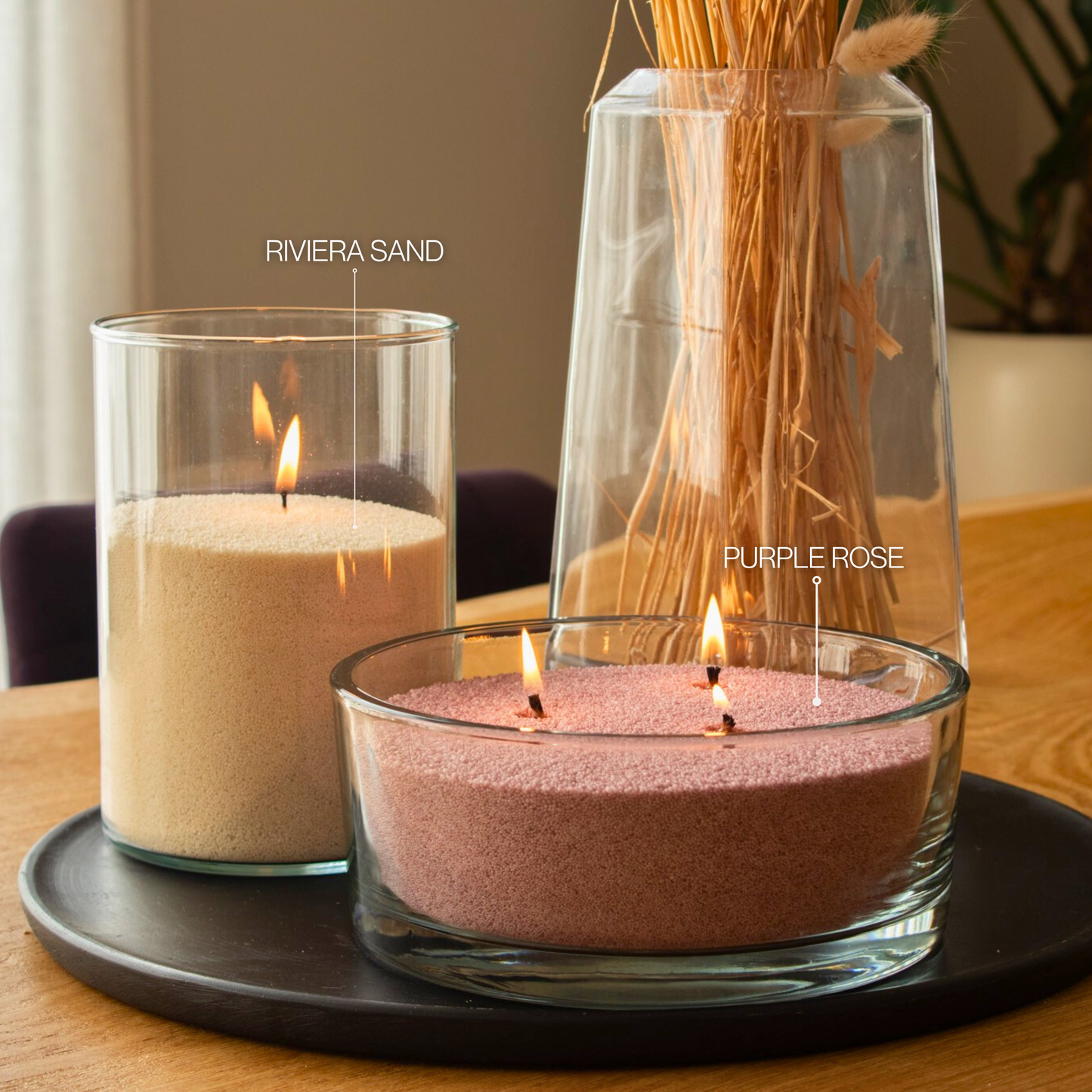 Purple Rose candle sand with wicks