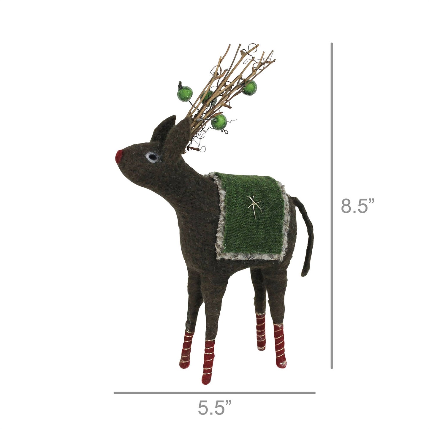 Festive Reindeer with Green Blanket, Felt