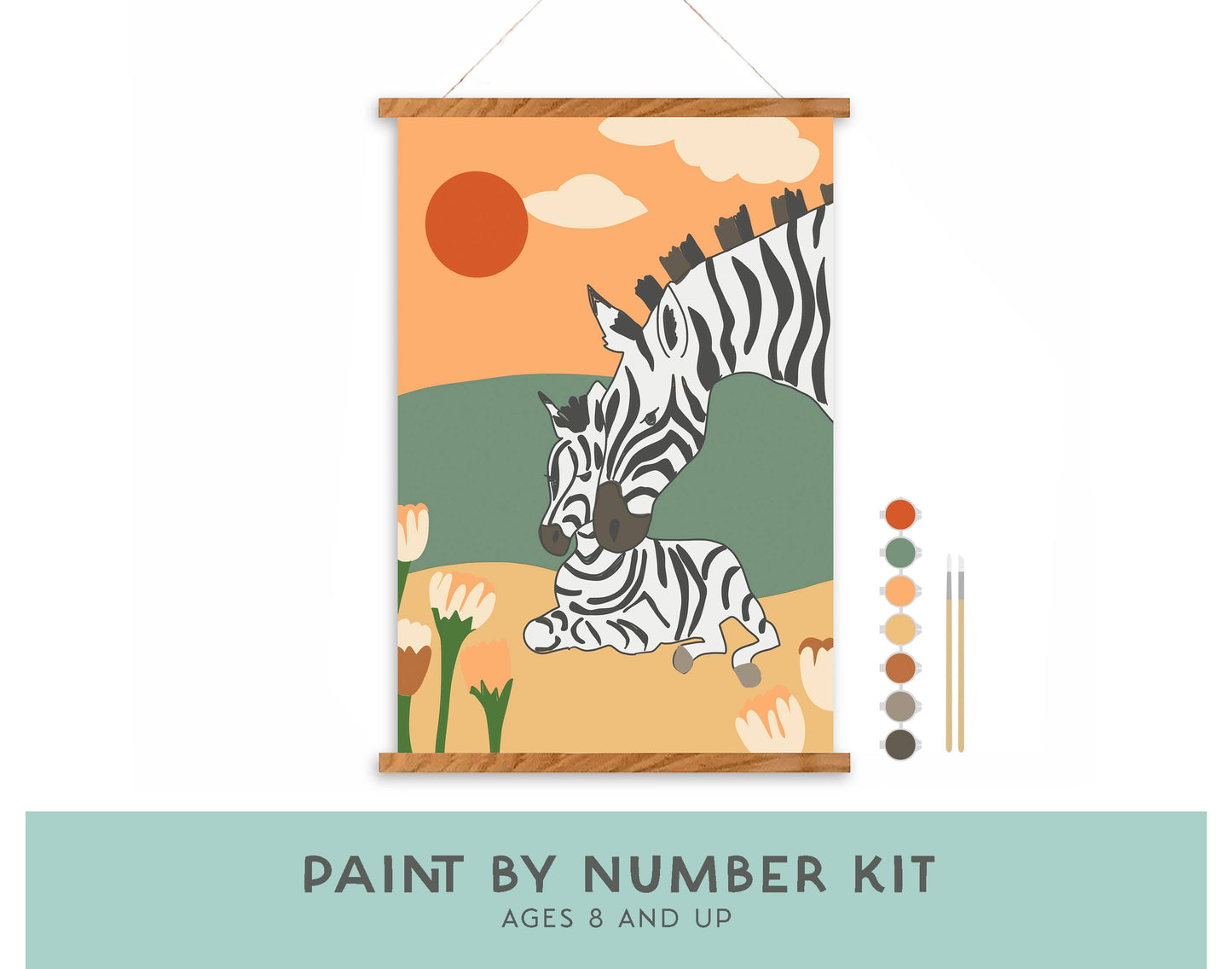 Zebra Family Paint-by-Number Kit for Kids