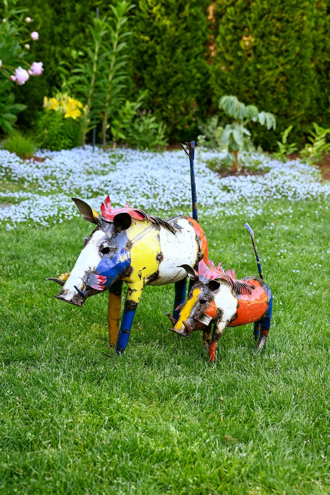 Recycled Oil Drum Wart Hog Sculptures