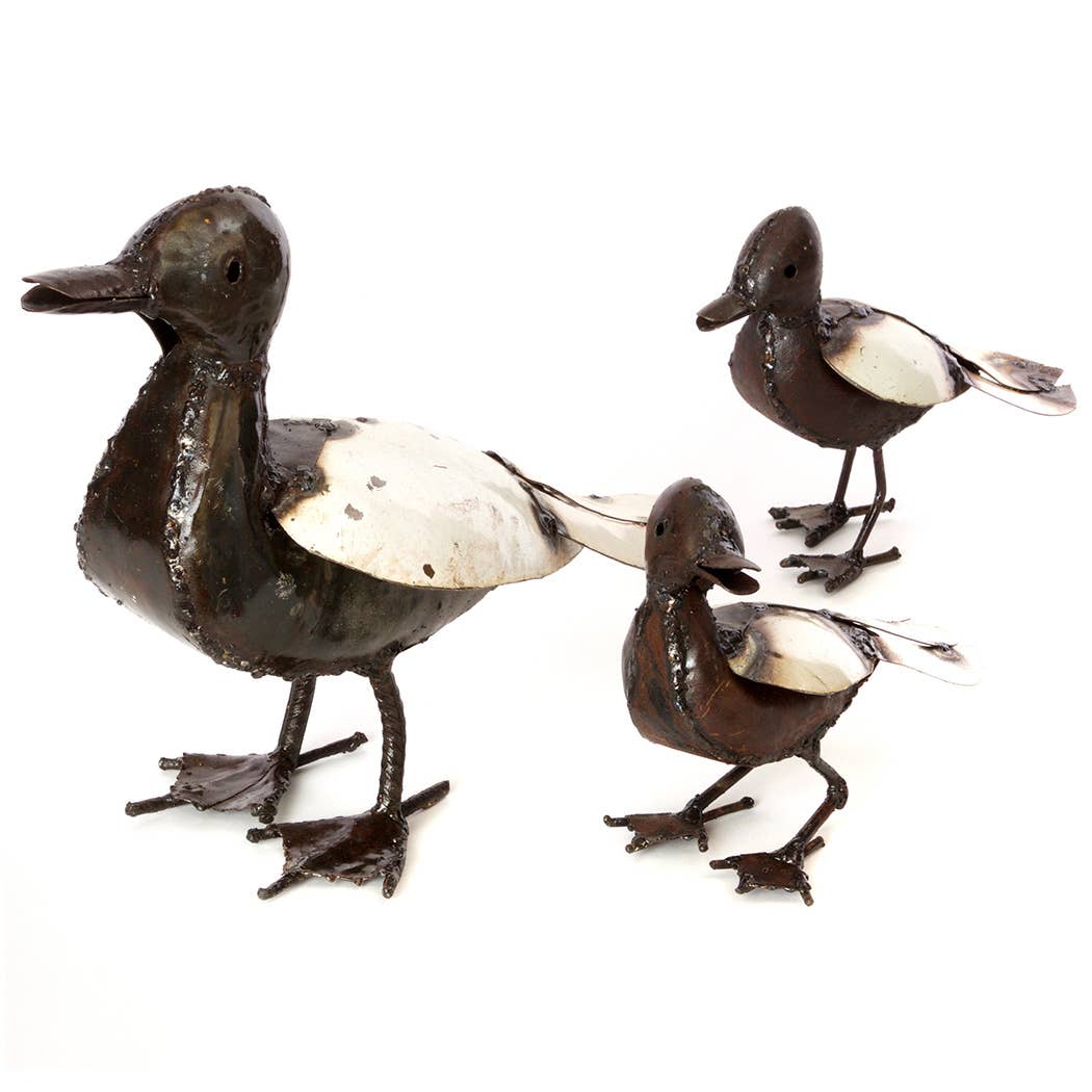 Recycled Metal Mama Duck Sculpture